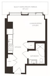 VIISH1 Floor Plan at Via Seaport Residences, Boston, MA