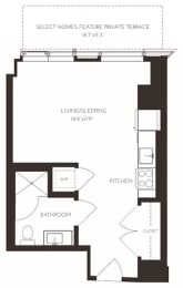 VIISH2 Floor Plan at Via Seaport Residences, Massachusetts, 02210