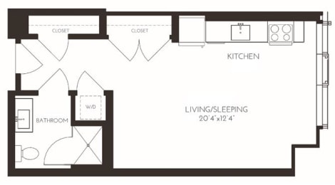 VISA3 Floor Plan at Via Seaport Residences, Boston, MA