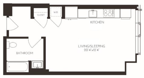 VISA3A Floor Plan at Via Seaport Residences, Boston, 02210