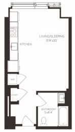 VISA5A Floor Plan at Via Seaport Residences, Boston, 02210