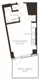 VISC14 Floor Plan at Via Seaport Residences, Boston, MA, 02210