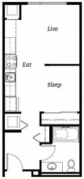 EFF1 Floor Plan at Cook Street, Portland, 97227