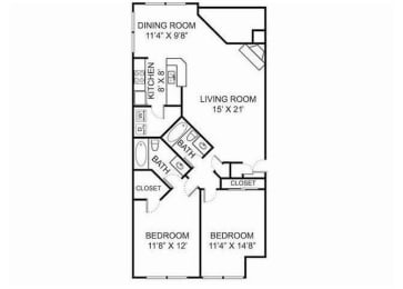 B1 floor plan Kensington Grove apartments