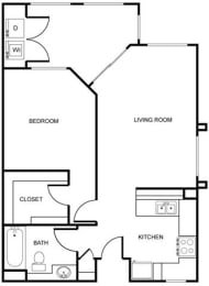 a floor plan of a home with a bedroom and a living room