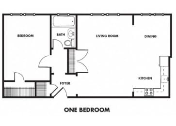 a one bedroom floor plan at The Edison apartments