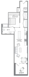 Franklin 1 bedroom floorplan at Tribeca NOMA apartments