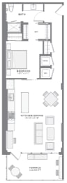 Broadway 1 bedroom floorplan at Tribeca NOMA apartments