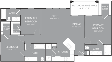 3 bedroom 3 bathroom Floor plan at Park 3Eighty, Aubrey, TX