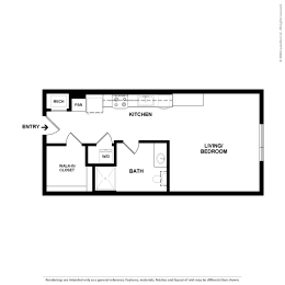 S4 studio 1 bath floorplan