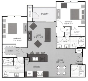 B3 Floor Plan  at The Santal, Austin, TX
