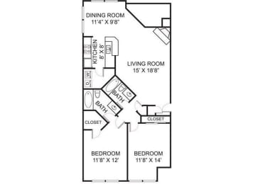 B1 Floor Plan at The Residence at Christopher Wren Apartments, Columbus, OH, 43230