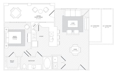 TLC A2 floor plan at Reveal Skyline  at La Cantera, San Antonio, TX