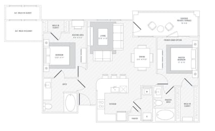 TLC B1 floor plan at Reveal Skyline at La Cantera, San Antonio, TX, 78256
