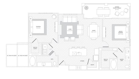TLC B2 floor plan at Reveal Skyline at La Cantera, San Antonio, TX