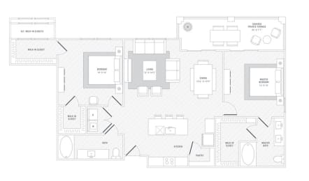 TLC B2A floor plan at Reveal Skyline at La Cantera, San Antonio, TX