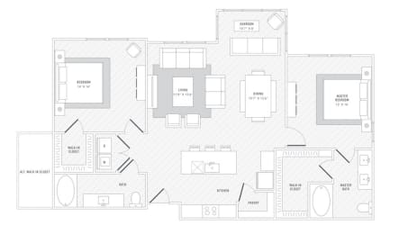 TLC B4 floor plan at Reveal Skyline at La Cantera, San Antonio, 78256