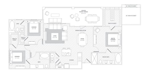 TLC C1 floor plan at Reveal Skyline at La Cantera, San Antonio, Texas