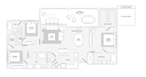 TLC C2 floor plan at Reveal Skyline at La Cantera, San Antonio