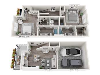 A floor plan of a two-story house with dimensions and room labels.
