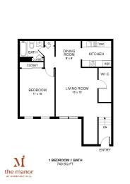 1 Bedroom 1 Bathroom Floor Plan at Chestnut Hill Village, Philadelphia, PA