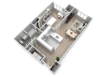 1B-B Floor Plan at Park Square Apartments, Rahway, 07065