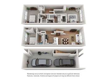 3Bed 3 Bath_A 1360sqft at Villae ATX Luxury Rental Townhomes, Manchaca, TX, Texas