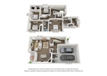 Belmont Combined Floor Plan at 1104 Residences, Antioch, TN