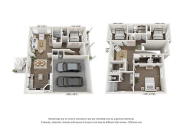 Chestnut Combined Floor Plan at 1104 Residences, Antioch, 37013