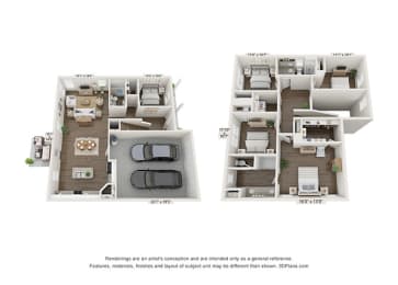 Cobblestone Combined Floor Plan at 1104 Residences, Antioch Tennessee