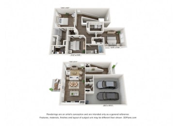 a floor plan and a 3d floor plan of a house