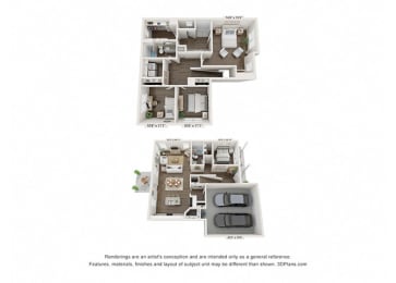 Hickory Combined Floor Plan at 1104 Residences, Antioch, TN 37013