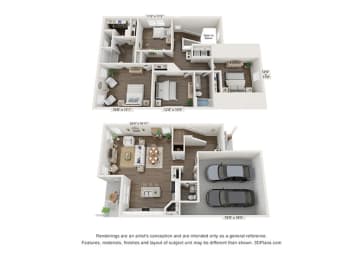 Magnolia Combined Floor Plan at 1104 Residences, Antioch, TN