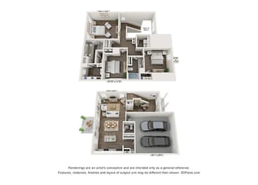 Maple Combined Floor Plan at 1104 Residences, Antioch, 37013