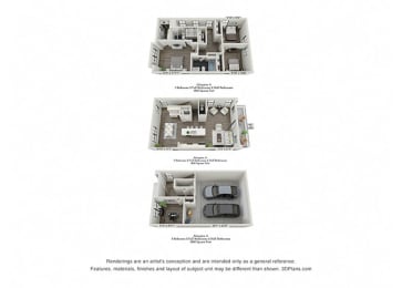 Floorplan Abington A 3 bedroom 3.5 baths 1,868 sq. ft at 780 Townhomes, Franklin, TN 37064
