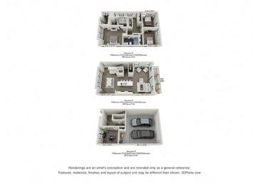 Floorplan Abington B 3 bedroom 3.5 baths 1,884 sq. ft at 780 Townhomes, Franklin, TN