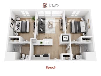 A webpage showcasing a modern apartment layout by Cheestnut Commons.
