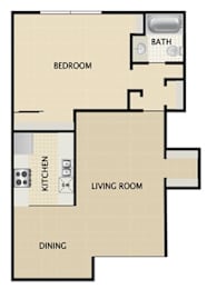  Floor Plan 1 BEDROOM 1 BATH 719 sq. ft