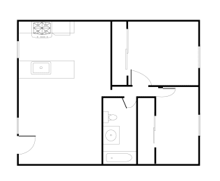  Floor Plan 2 Bed 1 Bath
