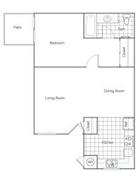 a floor plan of a house with a bedroom and a living room