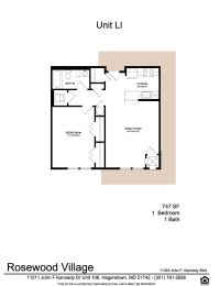 a floor plan of unit l of the rosewood villa apartments at Rosewood Village, Hagerstown, MD