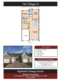 2 bed 2 bath Villager II Floor Plan  at Highlands of Greenvillage*, Pennsylvania