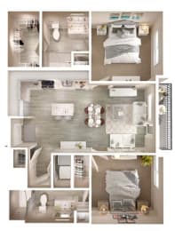 B2 Balcony Floor Plan at Walcott Jeffersonville, Jeffersonville, Indiana