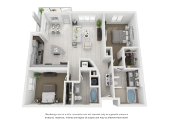 B2 1,196 Sq.Ft. Floor Plan at Moda North Bay Village, North Bay Village, Florida