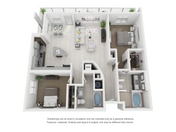 B2A 821 Sq.Ft. Floor Plan  at Moda North Bay Village, North Bay Village