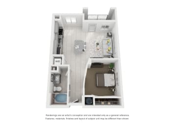 E1 651 Sq.Ft. Floor Plan at Moda North Bay Village, Florida