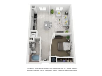 E1B 679 Sq.Ft. Floor Plan at Moda North Bay Village, Florida, 33141