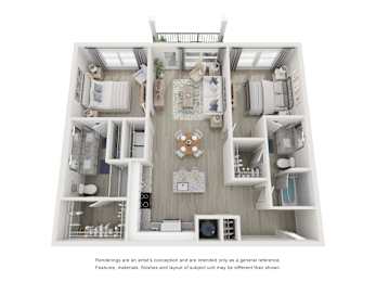 a 3d floor plan of a residence