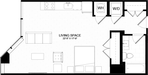 0A-2 Floor Plan at The Oxford Apartments, Oxon Hill, 20745