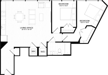 2A Floor Plan at The Oxford Apartments, Oxon Hill